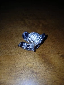 ANELLO VOLPE ALLUNGABILE PERLINE STRASS VETRO CRISTALLO NERO VINTAGE - Foto 1 di 2