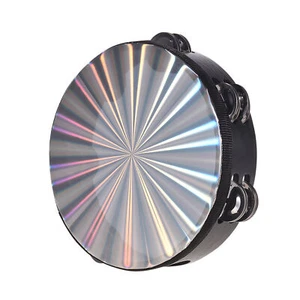 Tambor de mano con jingle reflectante pandereta radiante doble fila de 8"" B1S3 - Imagen 1 de 6