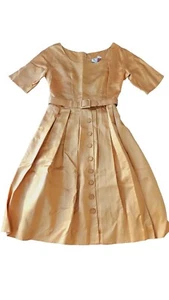 VTG Polly Bergen's Dress Rockabilly Dress 50s 60s Retro Size 10 Yellow Orange - Picture 1 of 16