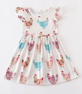 NEW Boutique Easter Chicken Girls Sleeveless Dress - Picture 1 of 5