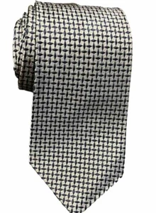 Ralph Lauren Polo Green Label Men’s Neck Tie Silk Navy Blue & Gray Silver Design - Picture 1 of 14