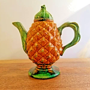 Pineapple Tea Pot Tiki Mid Century Style Vintage Ceramic Glass Kettle Decoration - Picture 1 of 12
