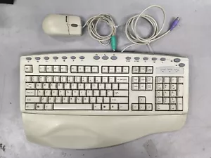 Vintage 2000 Microsoft Intellimouse PS/2 Ball Wheel Mouse White And Chicony Ps/2 - Picture 1 of 7