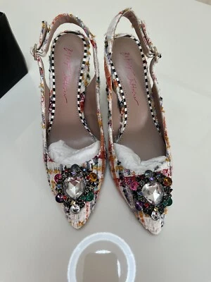 Zapatos de mujer Betsey Johnson Aniya estrás cristal talla 7 blanco tandy mult Foto 1 de 4