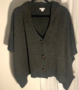 XHILARATION PONCHO-SYLE SWEATER w/ buttons & hood Size L - Picture 1 of 3