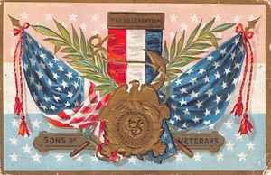 Emblema de Hijos de Veteranos en Bandera de Estados Unidos Águila Emblema Dorado Patriótico en Relieve - Imagen 1 de 2