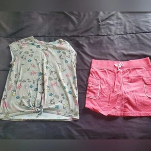girl large pink skort and gray short sleeve with design - Picture 1 of 3