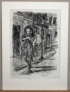 Leon Sliwinski (1908–1983) Mädchen mit Blumen Litho/Pap. 1956 - Bild 1 von 1