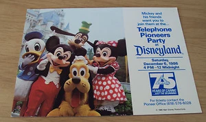 VTG 1986 ADVERTISING/Invite Card~"Telephone PIONEERS Party at DISNEYLAND"~ - Picture 1 of 6