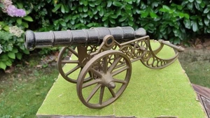 True Vintage KANONE Artillerie Geschütz Lafette - Messing Gusseisen MODELL - Bild 1 von 4