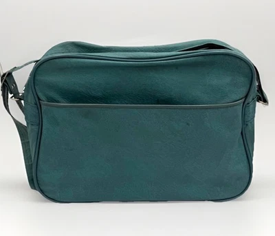 Vtg 1970’s Teal Faux Leather Overnight Travel Shoulder Bag - Image 1 of 4
