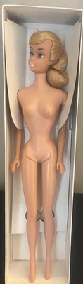 Barbie vintage 1964 rubia remolino original Cola de caballo, banda elástica inferior, labios blancos Foto 1 de 4