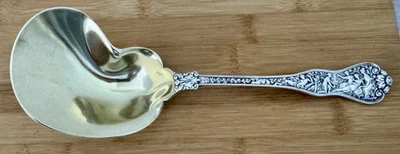 OLD TIFFANY OLYMPIAN PATTERN STERLING 9 1/2” UNUSUAL SHAPE BERRY SPOON - Image 1 of 4
