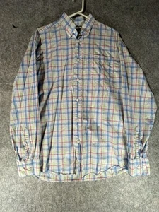Faconnable Shirt Mens Large Plaid Green Blue White Classique Red - Picture 1 of 5