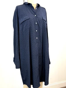 Classic Women's Navy Chevron Shirt Dress * XXL - Picture 1 of 9