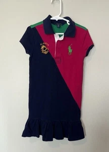 Polo Ralph Lauren Girls Dress Size 6X Colorful Classic Preppy Logo Pony Collar - Picture 1 of 14