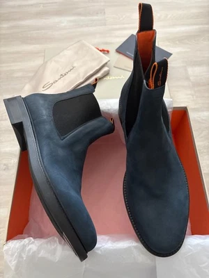 $995 Nuevo Auténtico Santoni Hombres Cuero Botines Reino Unido 9.5 EE. UU. 10.5 Suela de Goma Foto 1 de 4