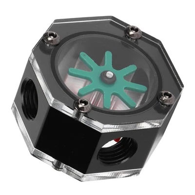 Wasserdurchflussmesser Transparent Acryl Achteckig Metall Computer Wasserge DON - Bild 1 von 4