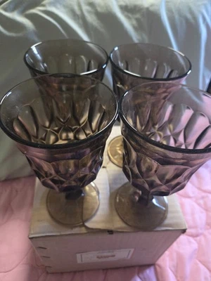 Noritake Perspective Set of 4 Smoke Gray Glass Wine/Dessert 8 oz Glasses - Image 1 of 4