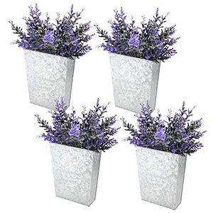 Galvanized Metal Wall Planter, 4 Pack Metal Hanging Wall Vase, Farmhouse Style - Picture 1 of 8