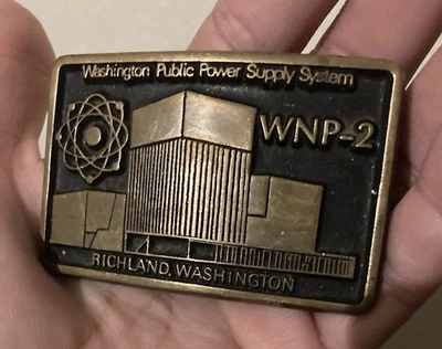 Bronze Washington Public Power Supply System WPPSS Nuclear Vintage Belt Buckle - Image 1 of 2