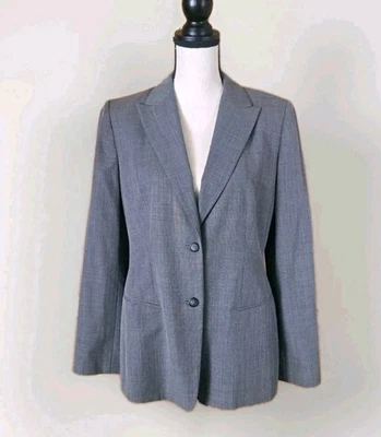 Jaqueta Blazer ANN TAYLOR LOFT, Tamanho 8, Preto-Cinza 2 Botões, Forrada, Mistura de Lã  - Imagem 1 de 4
