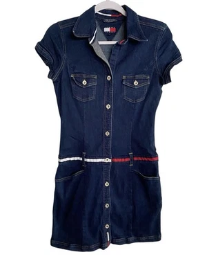 Y2K Tommy Jeans Hilfiger Size M Denim Dress Short Sleeve Button Up - Image 1 of 4