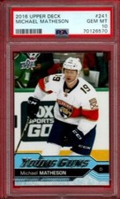 2016-17 UPPER DECK MICHAEL MATHESON YOUNG GUNS ROOKIE #241 PSA 10 RC UD YG GC