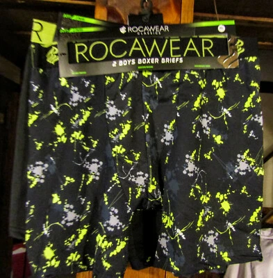 ROCAWEAR МАЛЬЧИКОВ 2 ПАРЫ РАЗМЕР L SPORT ТРУСЫ-БОКСЕРЫ, ЛАЙМ SPLASH/ТВЕРДЫЙ ЧЕРНЫЙ НОВЫЙ С ЯРЛЫКАМИ - Изображение 1 из 2
