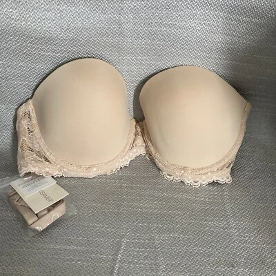 Sutiã On Gossamer 30C sem alças lindamente básico com aro fecho traseiro champanhe - Imagem 1 de 4