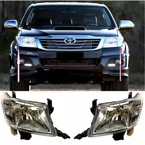 PAIR / SET FRONT HALOGEN HEADLIGHT LAMPS fits for TOYOTA HILUX N70 2012-2016 - Picture 1 of 10