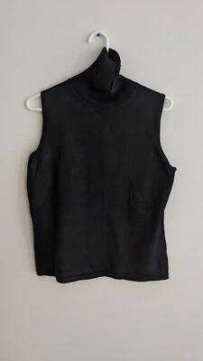 Camiseta sin mangas Kate Hill de mezcla de seda tejida sin mangas cuello falso negra GRANDE Foto 1 de 4