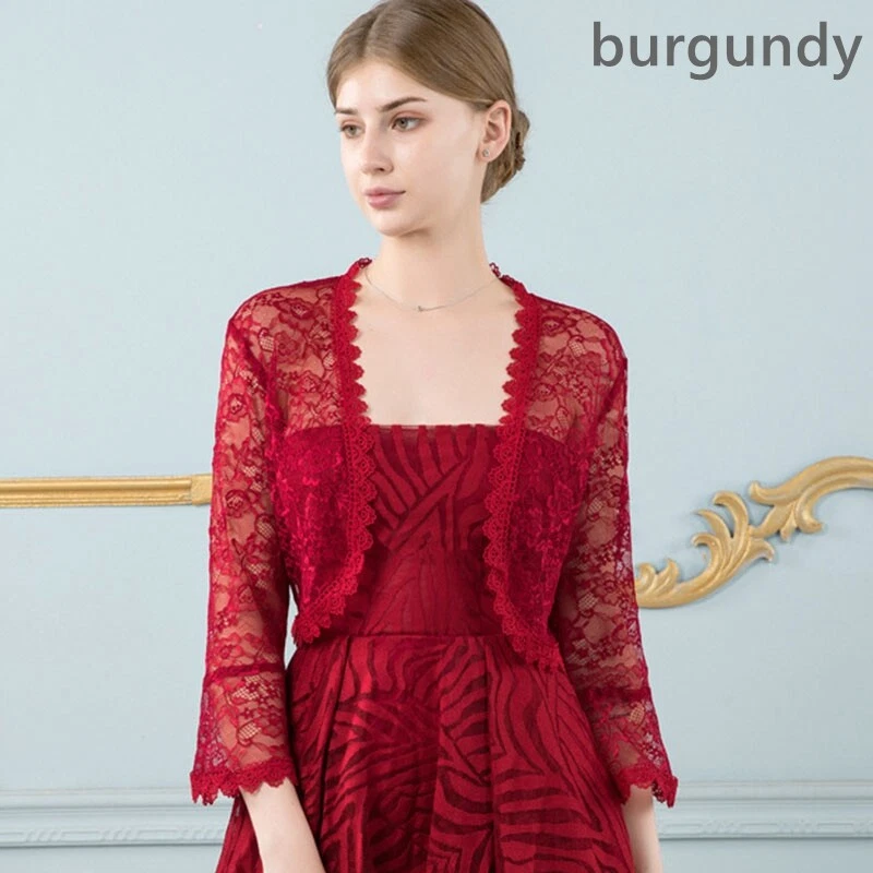 Dama Encaje Floral Transparente Abrigo Chal Envoltura Manga Acampanada Cárdigan Novia Boda Foto 1 de 4