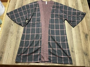 Maglione Twenty Ten, donna taglia large, grigio viola, check, cardigan aperto - Foto 1 di 8