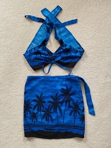 Girls Hawaiian Hibiscus Collection Rayon Blue Sarong & Top Set  Adjustable Size - Picture 1 of 8