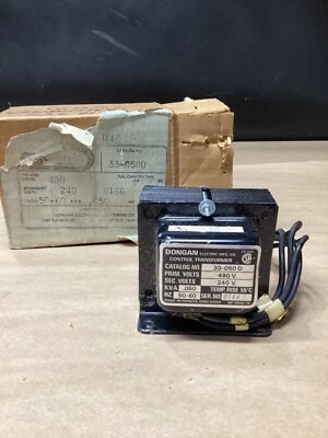 TRANSFORMADOR DE CONTROL DONGAN 33-050D 480V 240V .050KVA #117G48PR7-CI Foto 1 de 3
