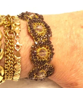 Lavish By Tricia Milaneze 18k Filled Round-shaped Purple Lavender Bracelet - Picture 1 of 19