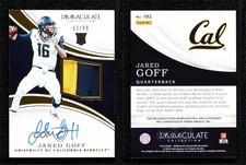 2016 Panini Immaculate Collegiate /99 Jared Goff #102 RPA Rookie Patch Auto RC