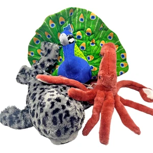 Wildlife Artists Plush Lot Seal Peacock Bird Giant Squid Realistic Stuffed Toys - Picture 1 of 13