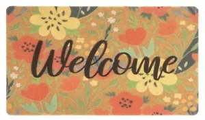 Floral Hello Summer Welcome Mat Non-Slip Coir Doormat Outdoor Indoor 17*29 - Picture 1 of 7