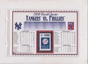 POSTDIENST YANKEES/PHILLIES 1950 WORLD SERIES STAT KARTE U S TO HONOR YANKEES - Bild 1 von 2