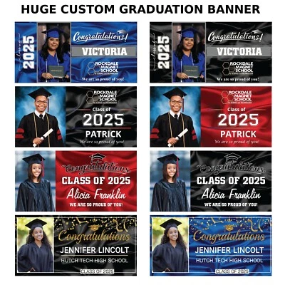 Enorme pancarta de graduación personalizada de 6 pies x 3 pies Foto 1 de 4
