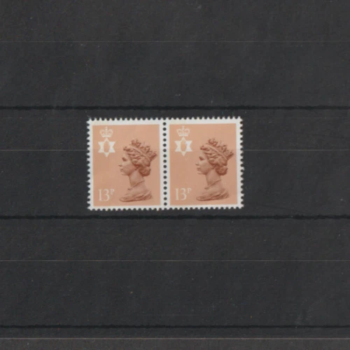 GB N.Ireland 1971-93 13 p Chestnut Definitive Pair MNH  per scan - Image 1 of 1