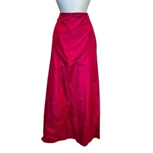 Vintage Trina Turk 10 Maxi Skirt Fucia Pink 100% Silk 90's A-line Pleated USA - Picture 1 of 7