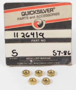 Five (5) Genuine OEM Quicksilver Mercury Marine Boat Brass Nut Part No. 11-26419 - Bild 1 von 3