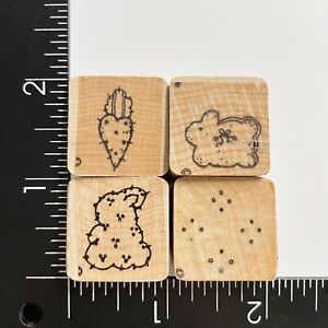 CTMH DOTS Mini Country Easter Bunny Carrot Background Rubber Stamp Set of 4