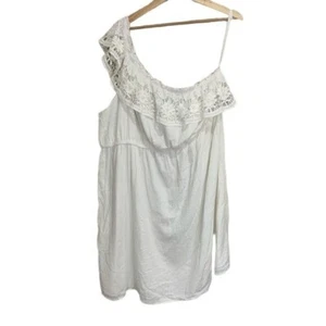 Lane Bryant Damen One-Shoulder-Minikleid weiß Baumwolle Spitzenbesatz Größe 22 24 - Bild 1 von 5