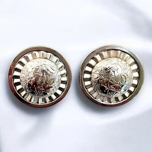 Western Concho Ohrclips Silberfarben Vintage Floral Statement Emmons - Bild 1 von 9