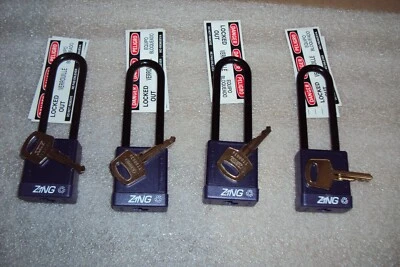 ZING 7057 Lockout Padlock: Keyed Alike, Aluminum, Std Body Body Size, 4 UNITS - Image 1 of 2