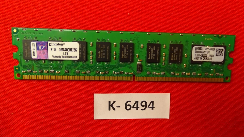Kingston 2GB DDR2 800MHz PC2-6400 PC Storage RAM Ktd-dm8400be/2g - Image 1 of 1